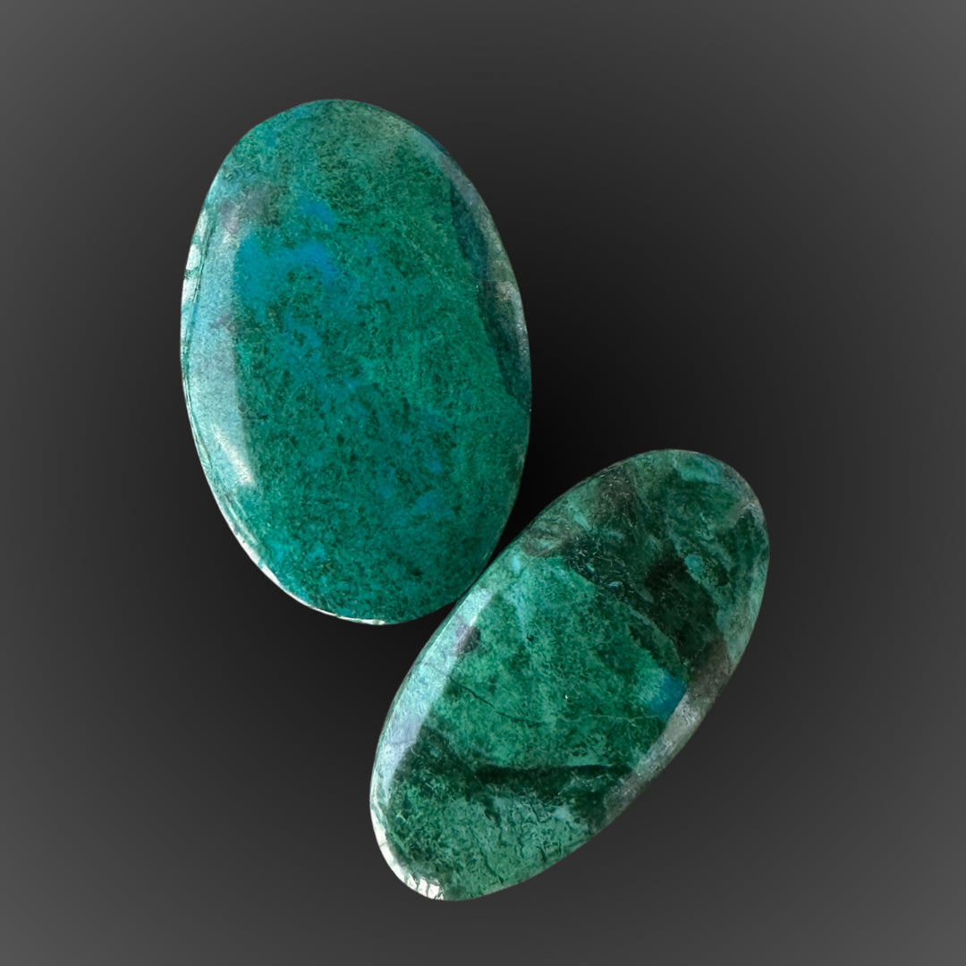 Peruvian Turquoise Polished Stones Flat Back (Pair)